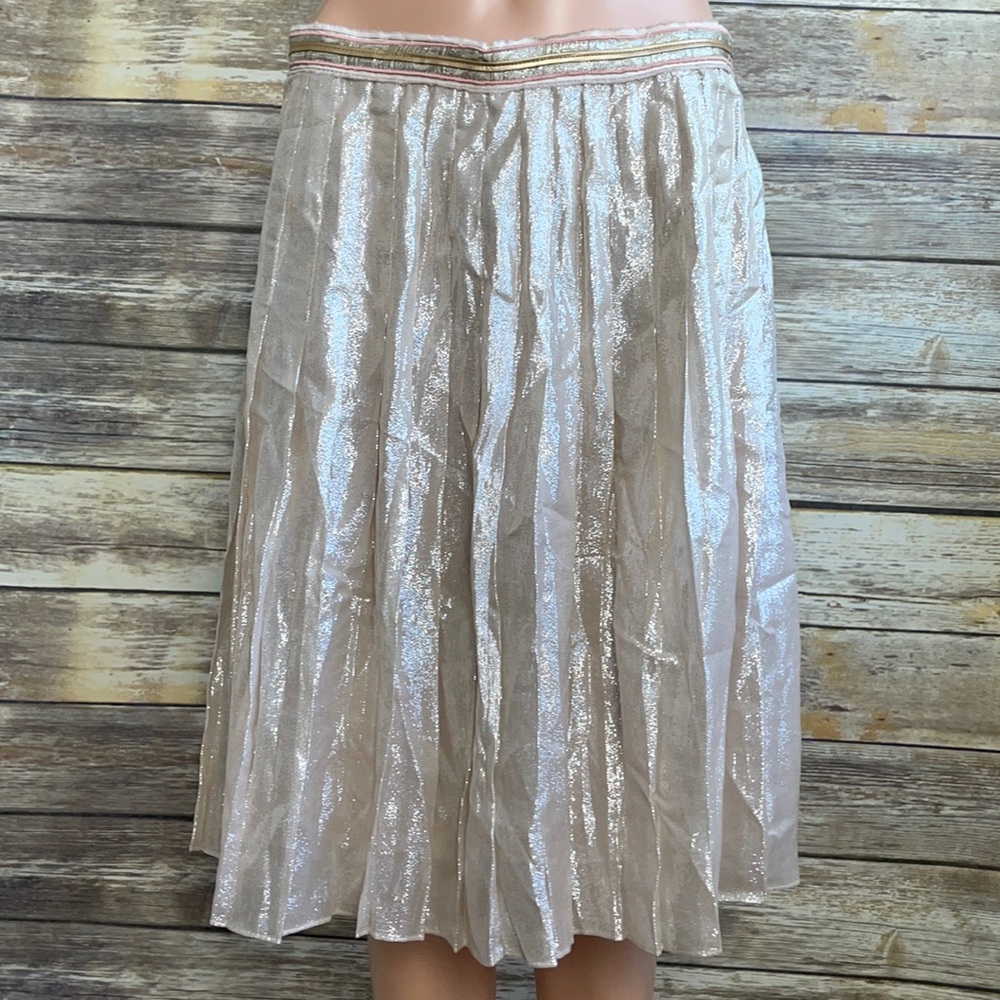 NWT Alexia Admor Champagne Pleated Silk Skirt